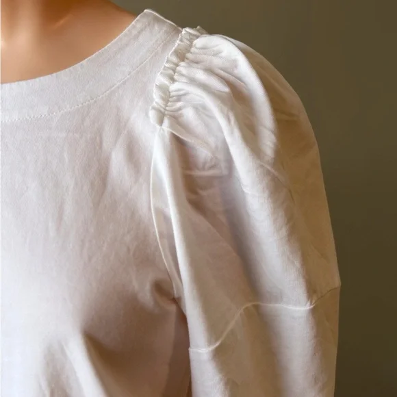 🌶️ NWT Madewell White Puff Sleeve Blouse Size XS - Picture 3 of 6